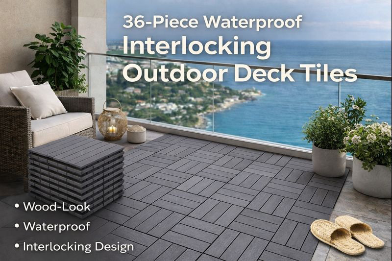36-piece waterproof interlocking outdoor deck tiles for professionals