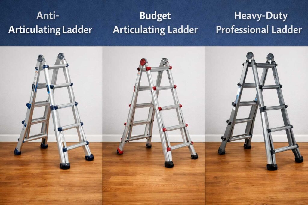 Comparison of articulating ladders for stairs and high ceilings