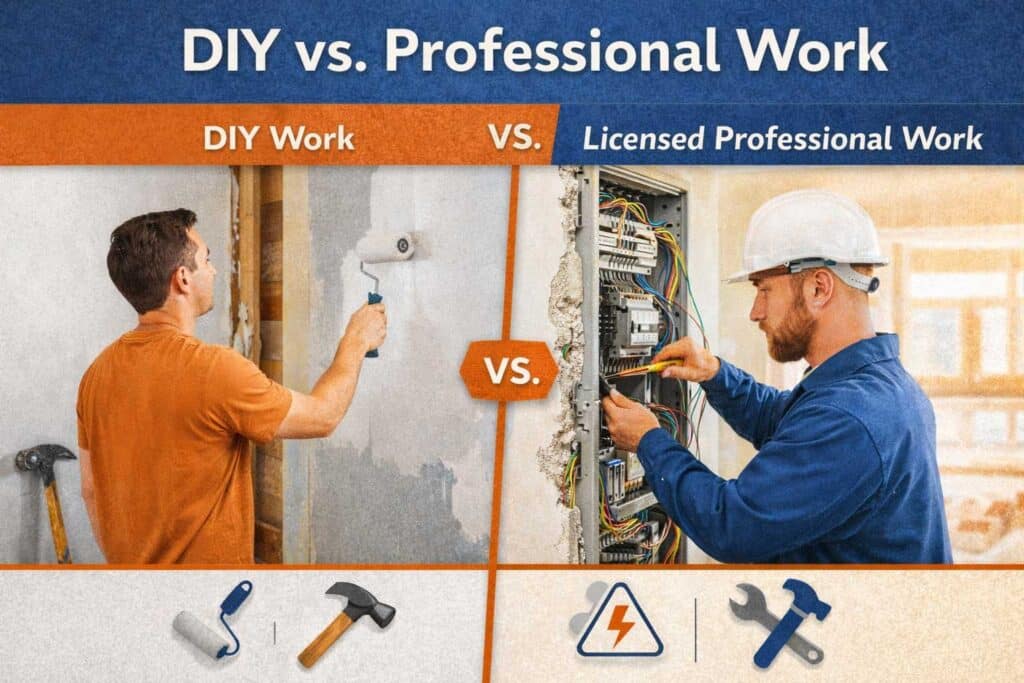 DIY versus professional work comparison in a gut home remodel