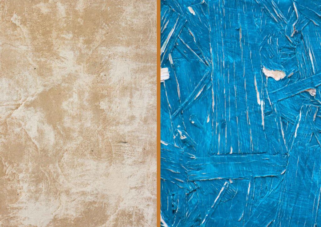 Comparison of exterior paint colour maintenance showing dirt and fading