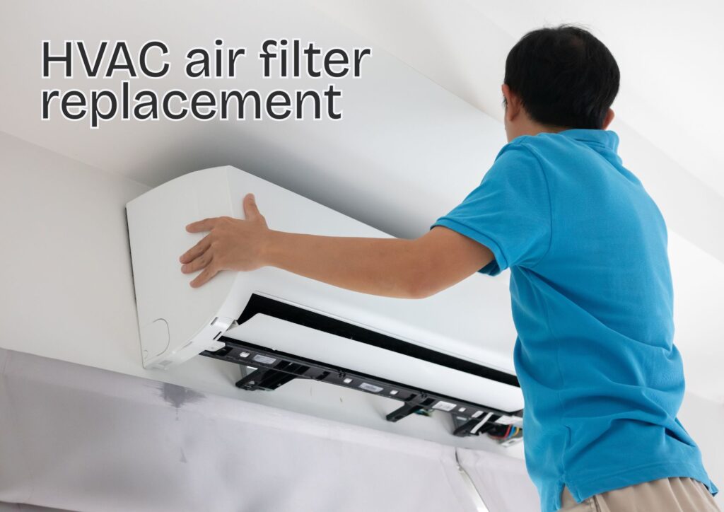 Replacing an HVAC air filter to improve indoor air quality and reduce odors