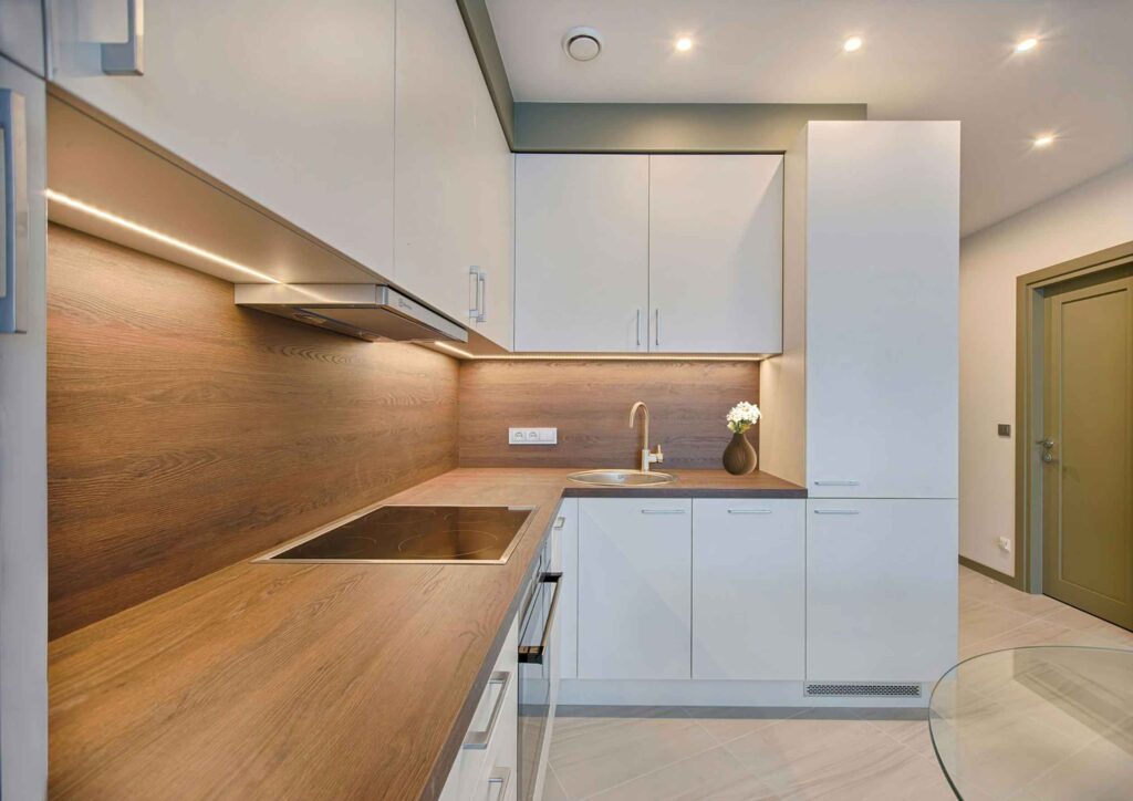 Matching cabinet hardware creating a cohesive, expensive look