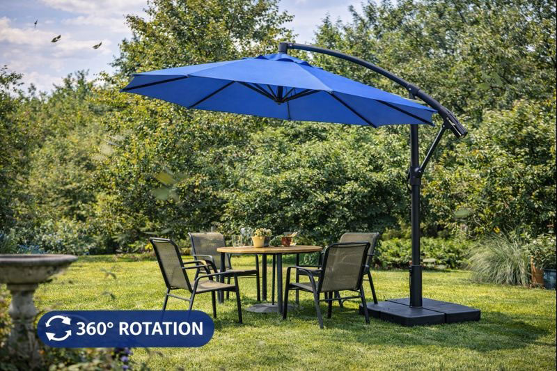 Sunnyglade 11FT Cantilever Umbrella providing shade on a small patio