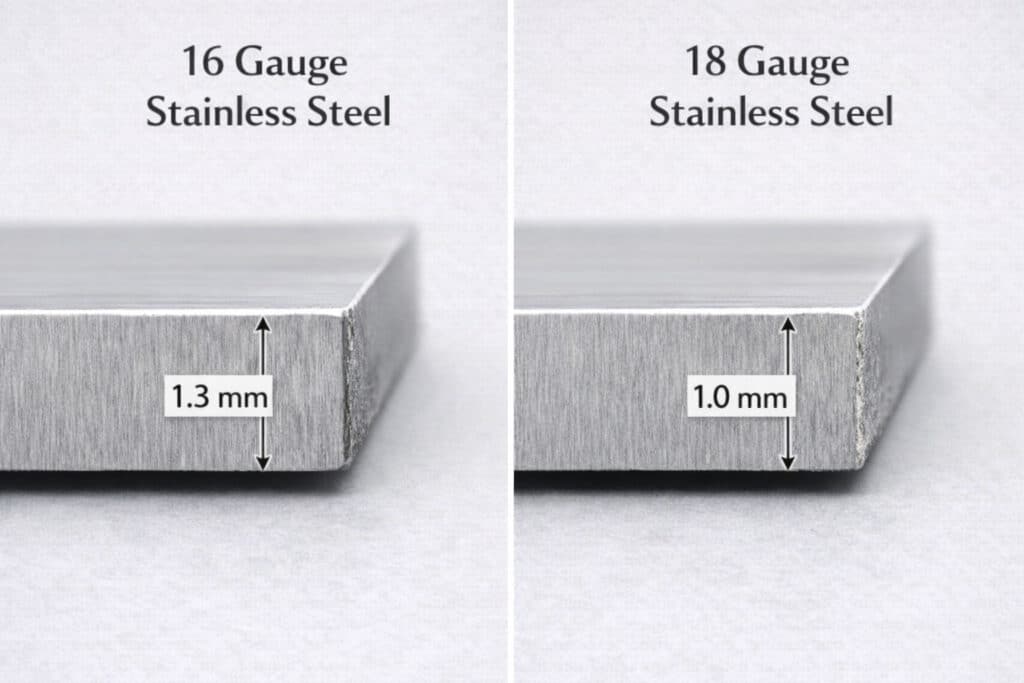 comparison of 16 gauge and 18 gauge stainless steel kitchen sink thickness