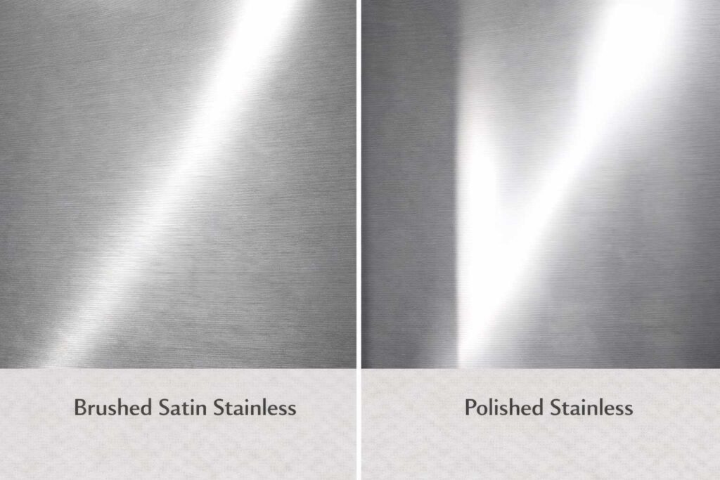 brushed versus polished stainless steel kitchen sink surface comparison
