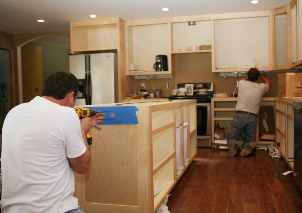 Installing granite countertops in a kitchen remodel
