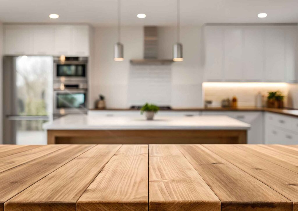 Kitchen island too large for the available space.