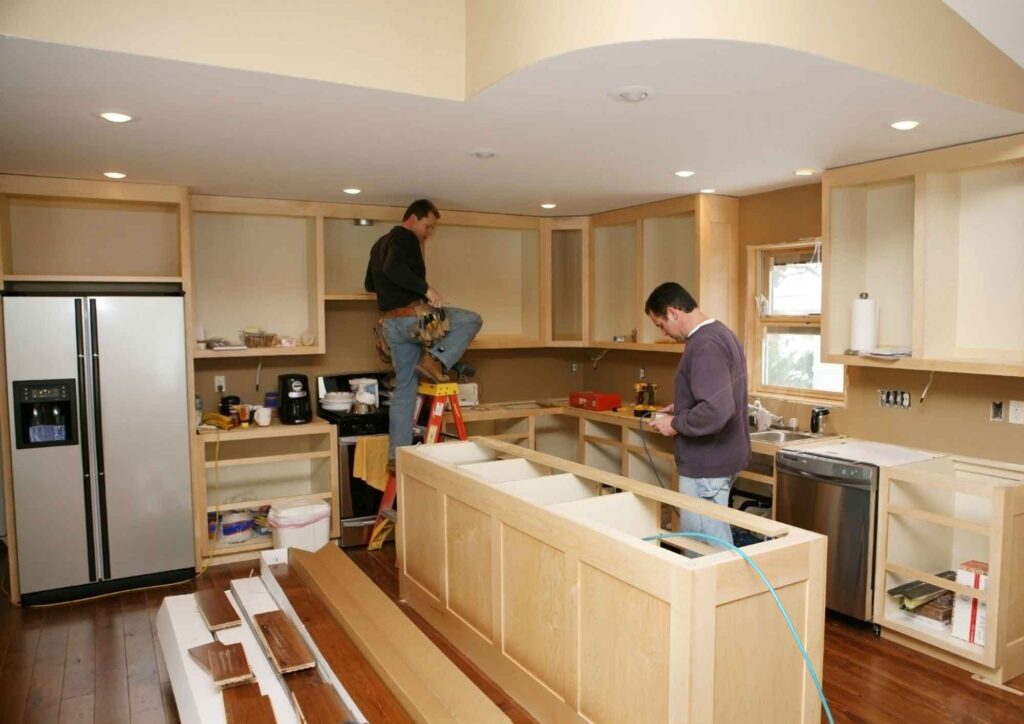 Professional kitchen remodel contractor working on-site