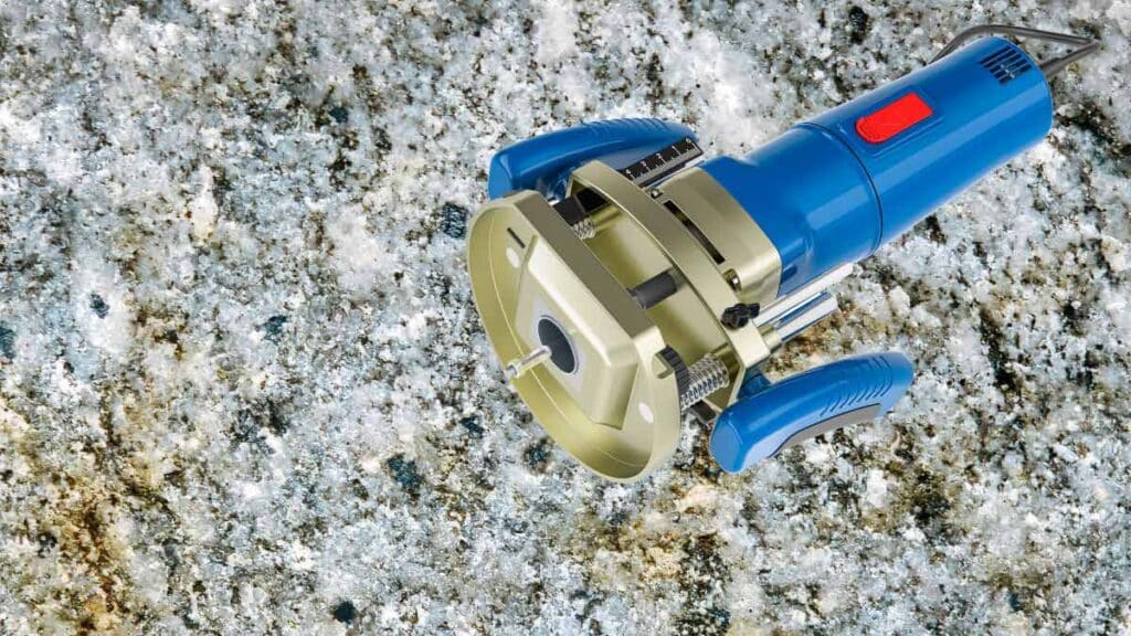 Router shaping rounded edge on laminate countertop