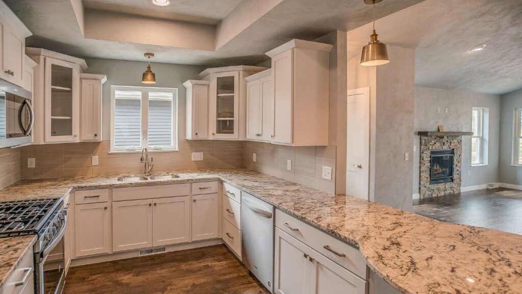 Well-maintained granite countertops in a residential kitchen