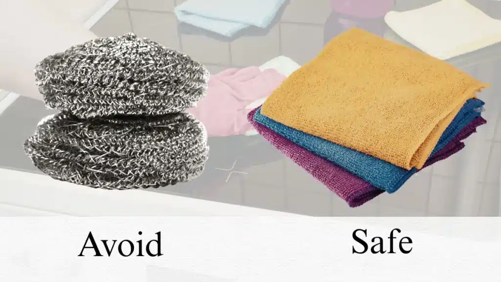 Steel wool pad versus non-scratch scrubber for cleaning black stove top