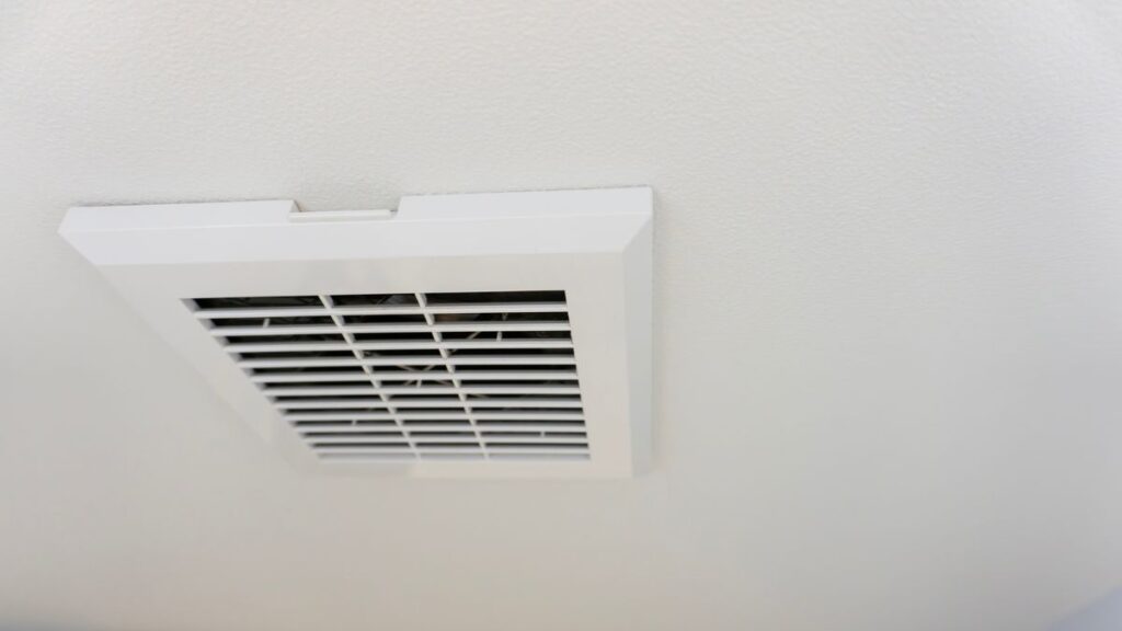 Bathroom exhaust fan running to reduce humidity and prevent mold