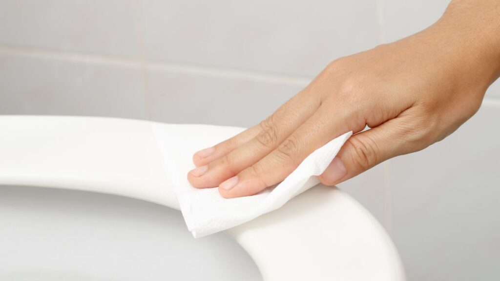 cleaning toilet seat and handle with vinegar spray