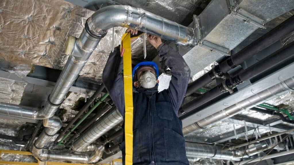 Sealing bathroom exhaust fan duct joint with foil HVAC tape