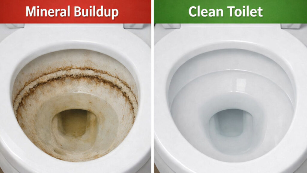 hard water mineral ring stain inside toilet bowl