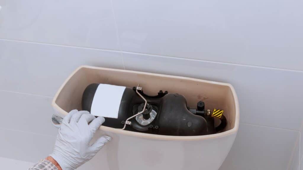 Correct placement of refill tube above overflow pipe to prevent siphoning