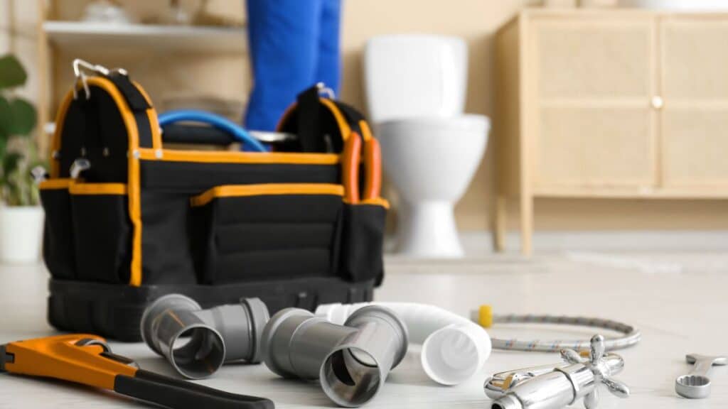 Toilet repair ring flange installation in a residential bathroom