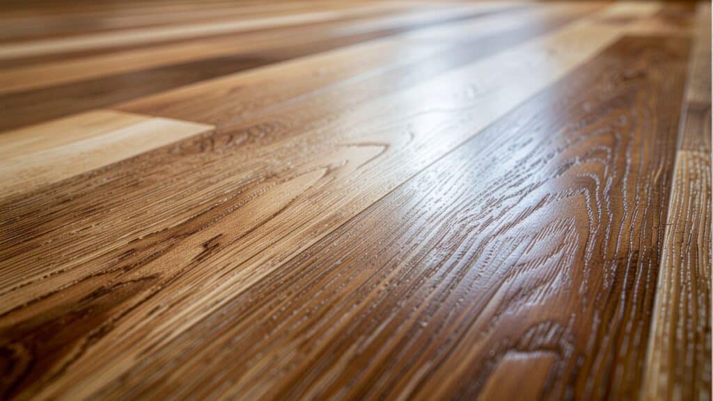 engineered hardwood flooring installed over concrete slab with underlayment layer