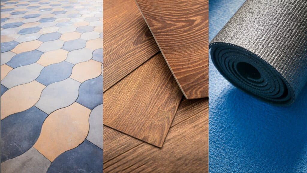 comparison of interlocking floor tiles vinyl tiles and non slip floor mats