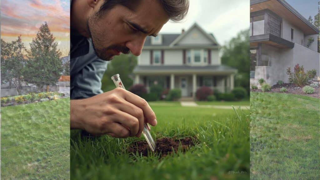Homeowner using a soil test kit to check lawn pH and nutrient levels