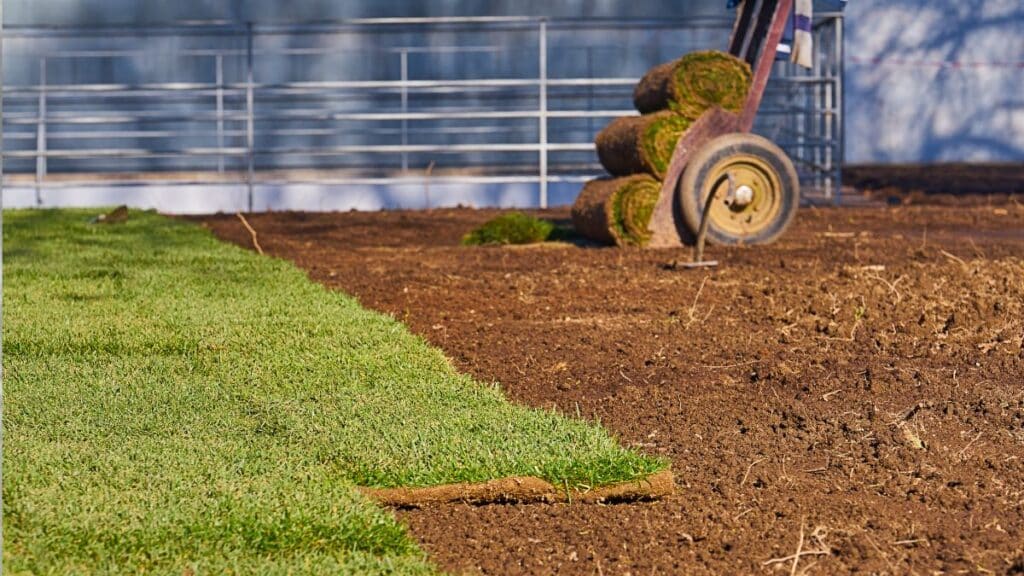 preparing soil and installing landscape edging for planting bed