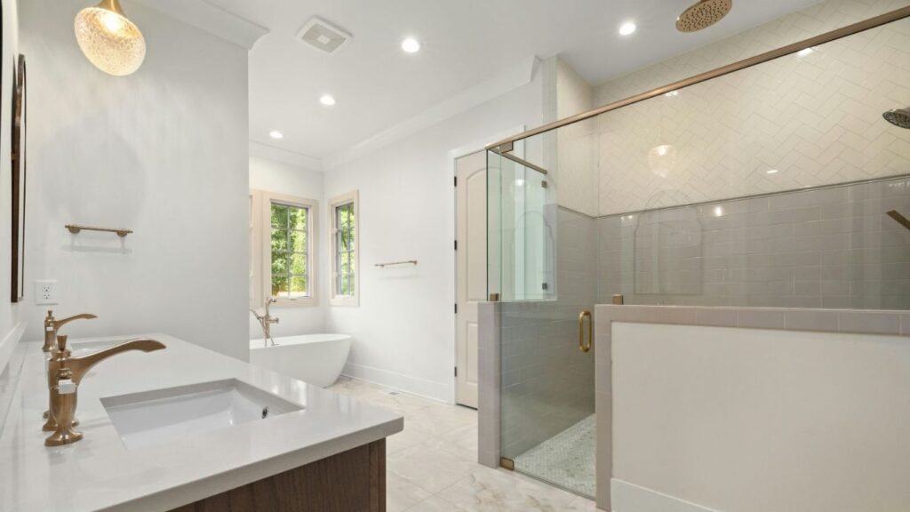 quiet bathroom vent fan installed in modern residential bathroom ceiling