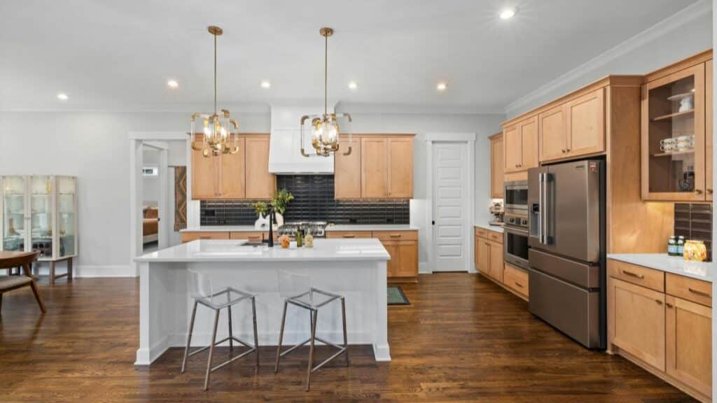 freestanding kitchen island placement and floor anchoring