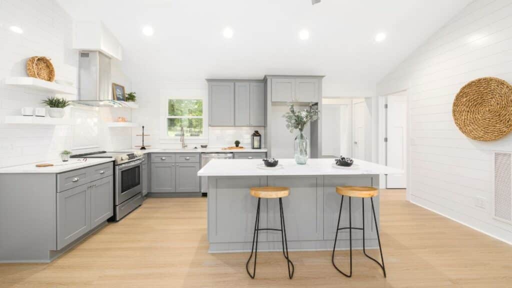 small kitchen island with two stools compact layout
